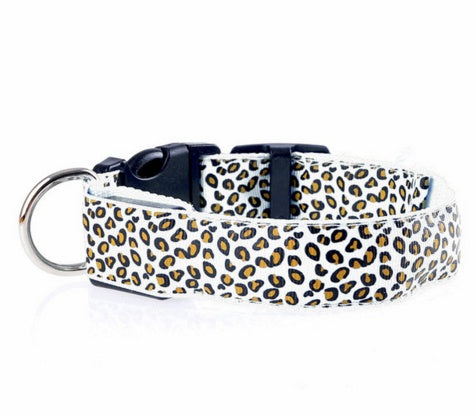 LED Adjustable Leopard Dog Collar