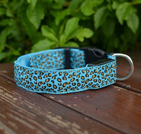 LED Adjustable Leopard Dog Collar