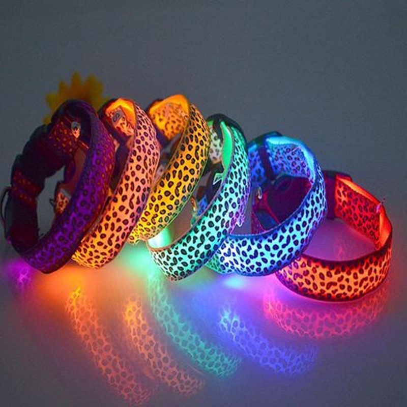 LED Adjustable Leopard Dog Collar