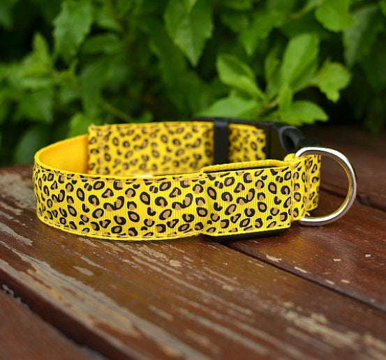 LED Adjustable Leopard Dog Collar