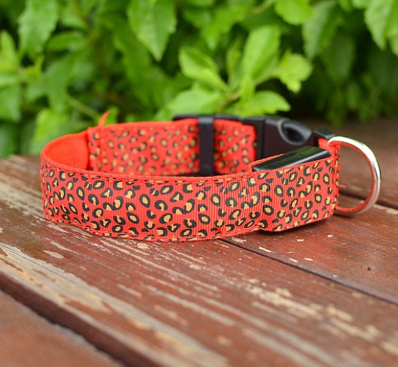 LED Adjustable Leopard Dog Collar