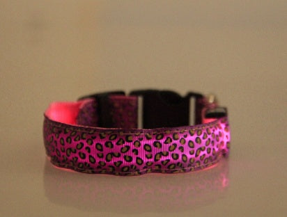 LED Adjustable Leopard Dog Collar