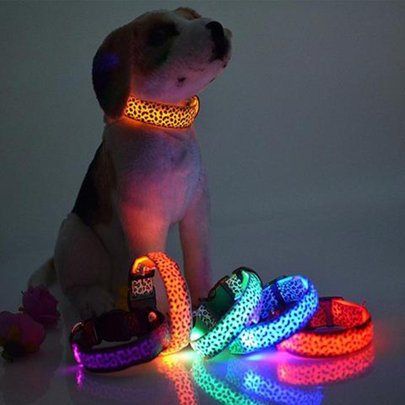 LED Adjustable Leopard Dog Collar