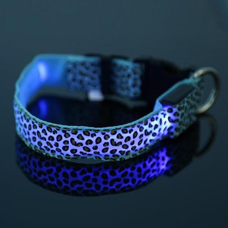 LED Adjustable Leopard Dog Collar