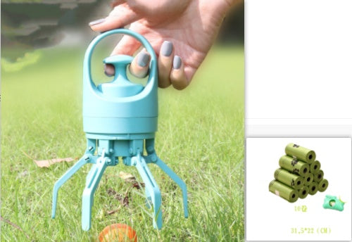 Dog Pooper Scooper with Poop Bag Dispenser - Portable Pet Waste Picker