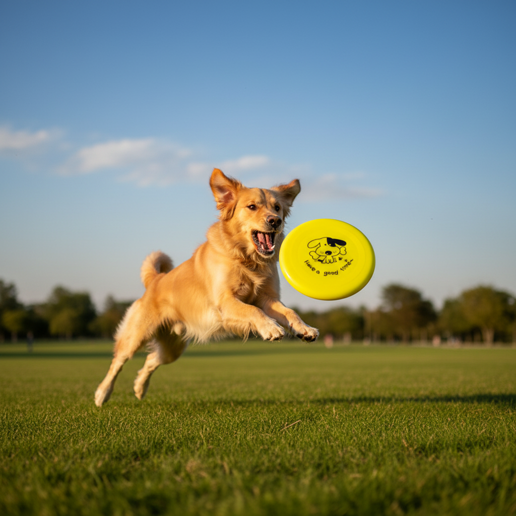 Dog leaping to catch yellow disc