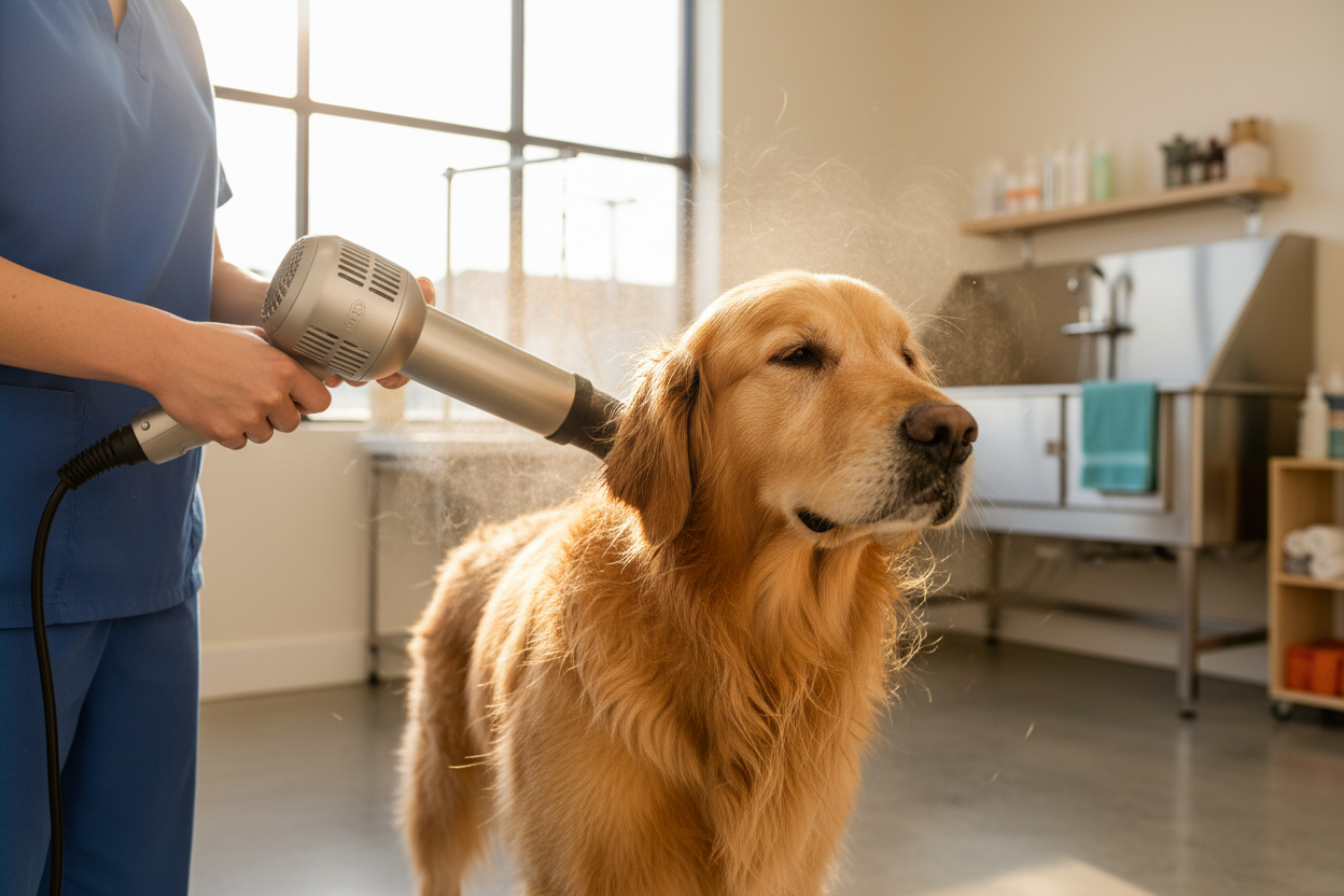 Golden Retriever Being Dried