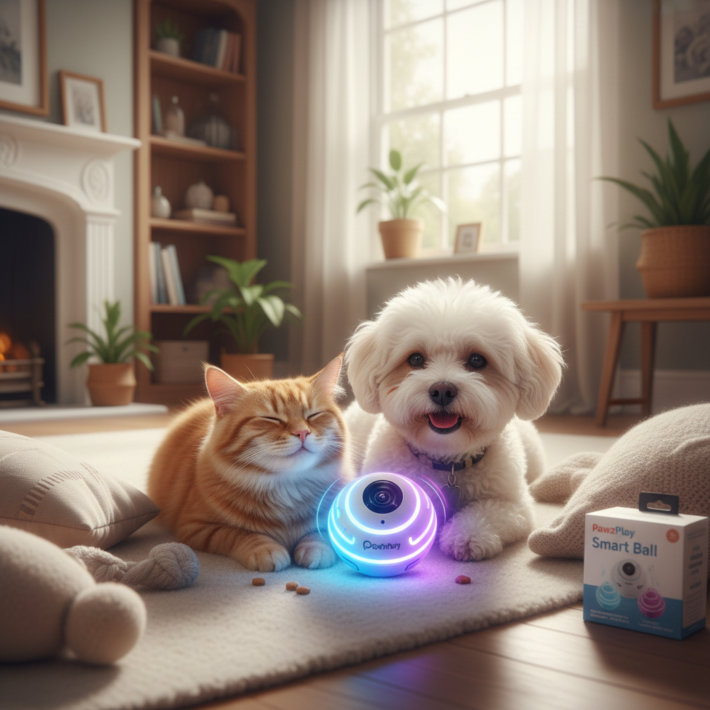 Pets together with toy