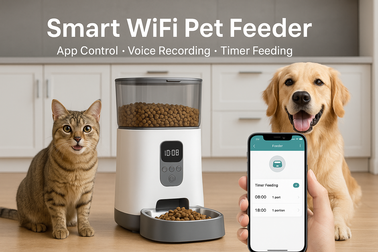 Smart WiFi Pet Feeder realistic banner